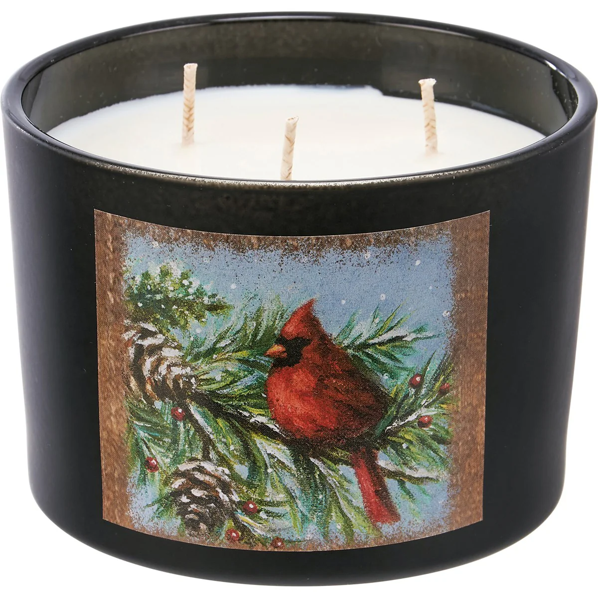 Cardinal On Evergreen Bough 14 oz Spruce Scented Jar Candle