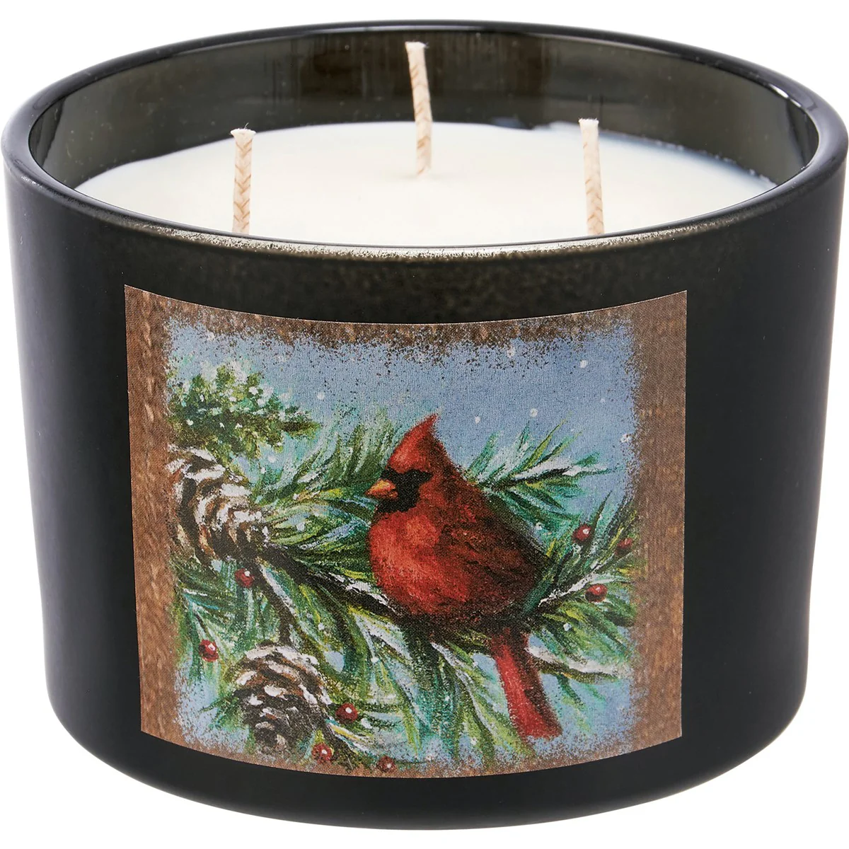 Cardinal On Evergreen Bough 14 oz Spruce Scented Jar Candle - Image 3