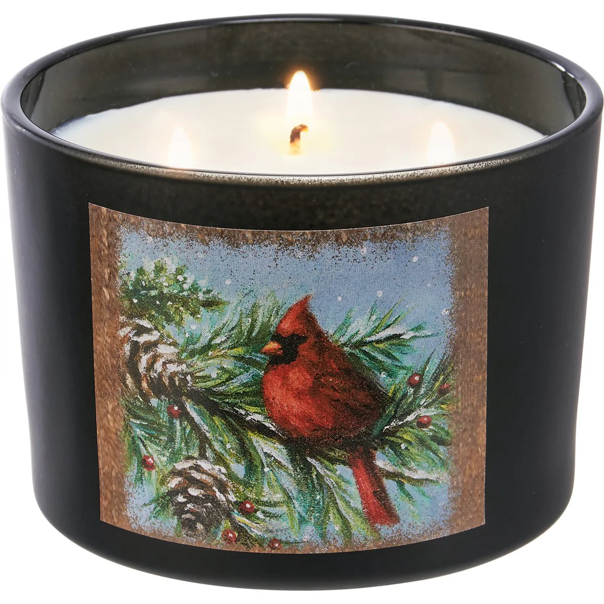 Cardinal On Evergreen Bough 14 oz Spruce Scented Jar Candle - Image 4