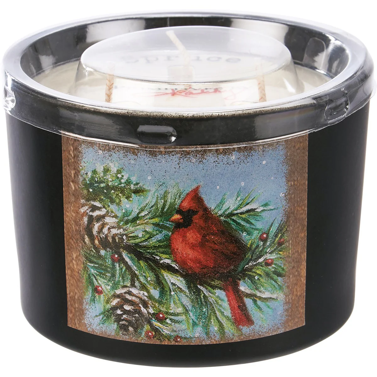 Cardinal On Evergreen Bough 14 oz Spruce Scented Jar Candle - Image 6
