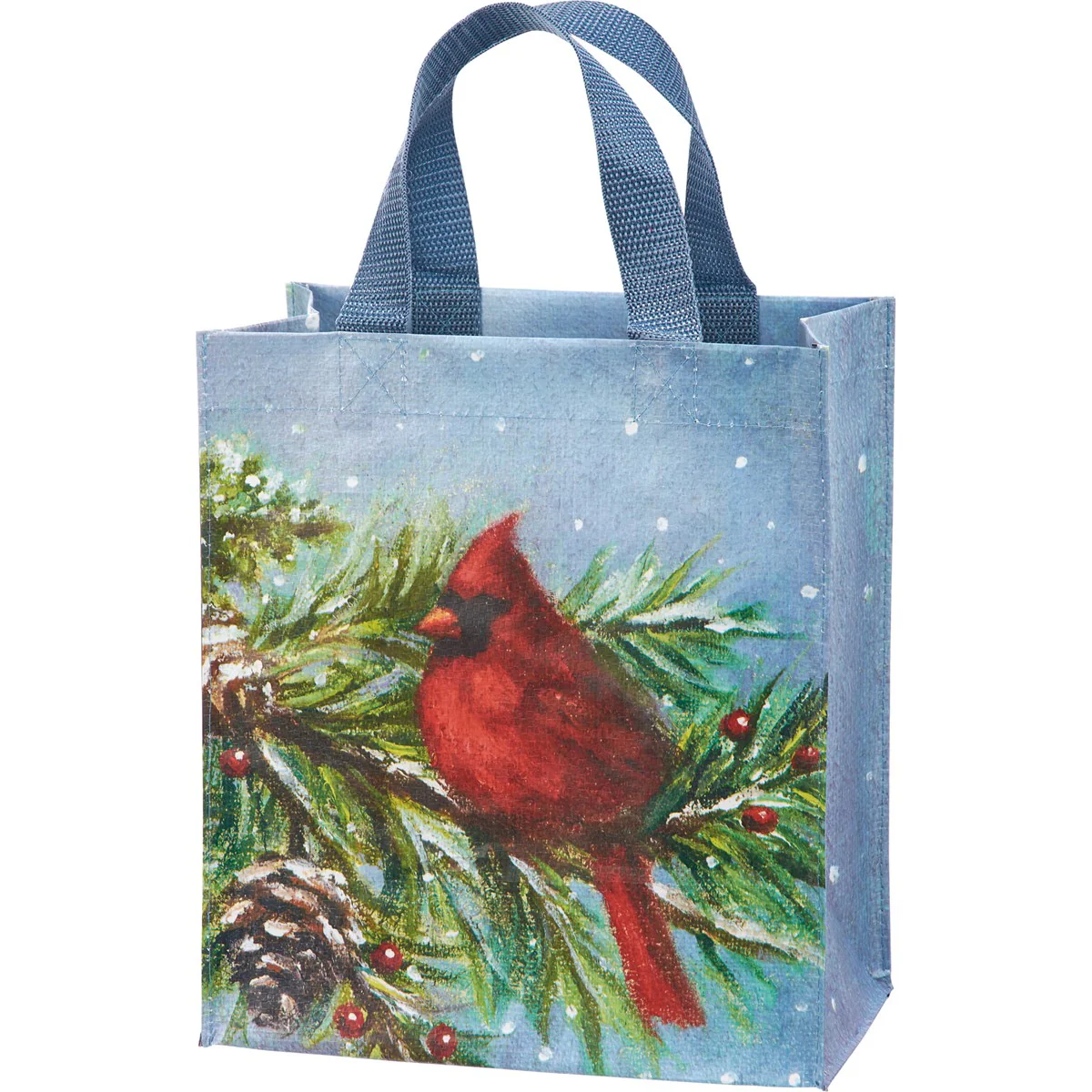 💙 Cardinal on Pine Bough Small Daily Market Tote - Image 2