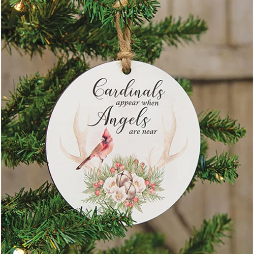 Cardinals Appear When Angels Are Near Round Ornament - Image 2
