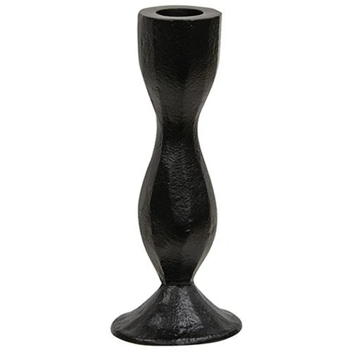 ๐ Carved Hourglass Black 6.25" Wrought Iron Taper Holder