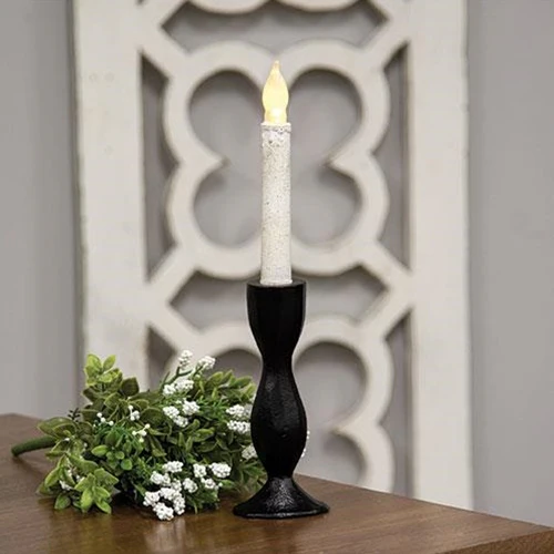 ๐ Carved Hourglass Black 6.25" Wrought Iron Taper Holder - Image 2