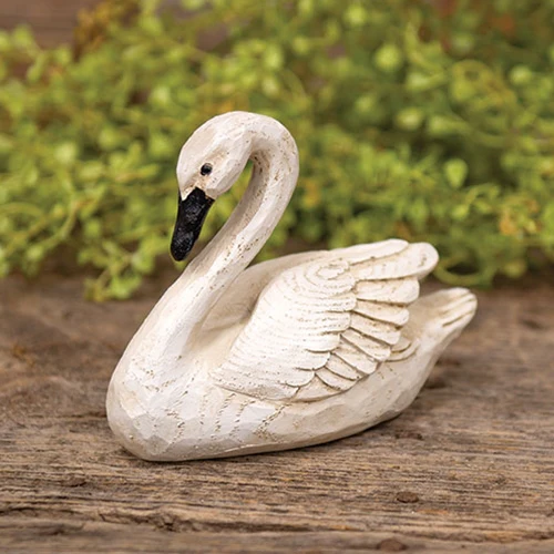💙 Carved Look Swan Distressed Resin Figure - Image 2
