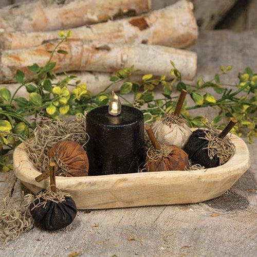 Carved Raw Wood Petite Oval Decorative Dough Bowl - Image 3