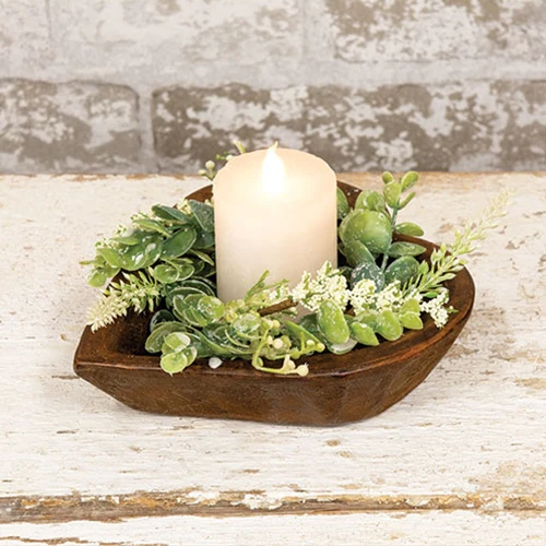 Carved Wood Sweet Heart Dough Bowl - Image 3