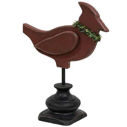 Carved Wooden Cardinal on Pedestal - Image 2