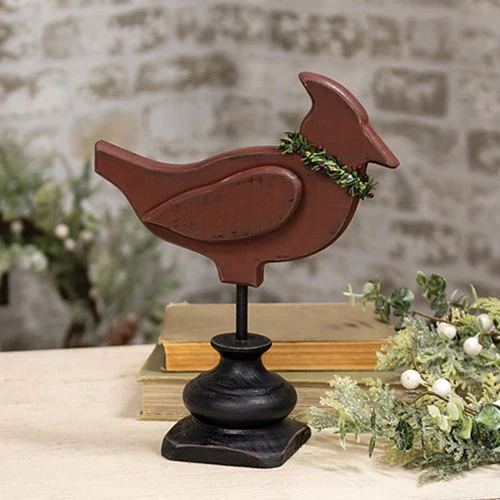Carved Wooden Cardinal on Pedestal - Image 3