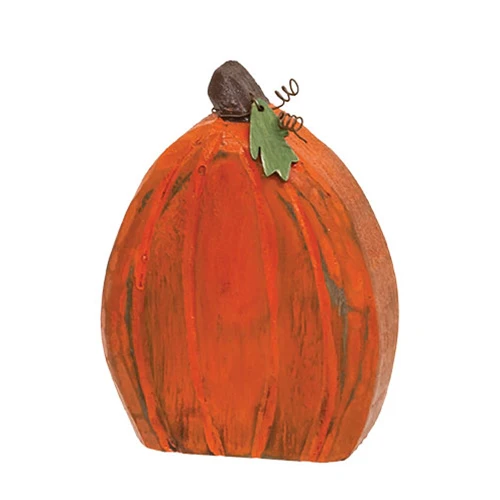 ๐ Carved Wooden Primitive Pumpkin Sitter 5"H