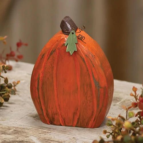 ๐ Carved Wooden Primitive Pumpkin Sitter 5"H - Image 2