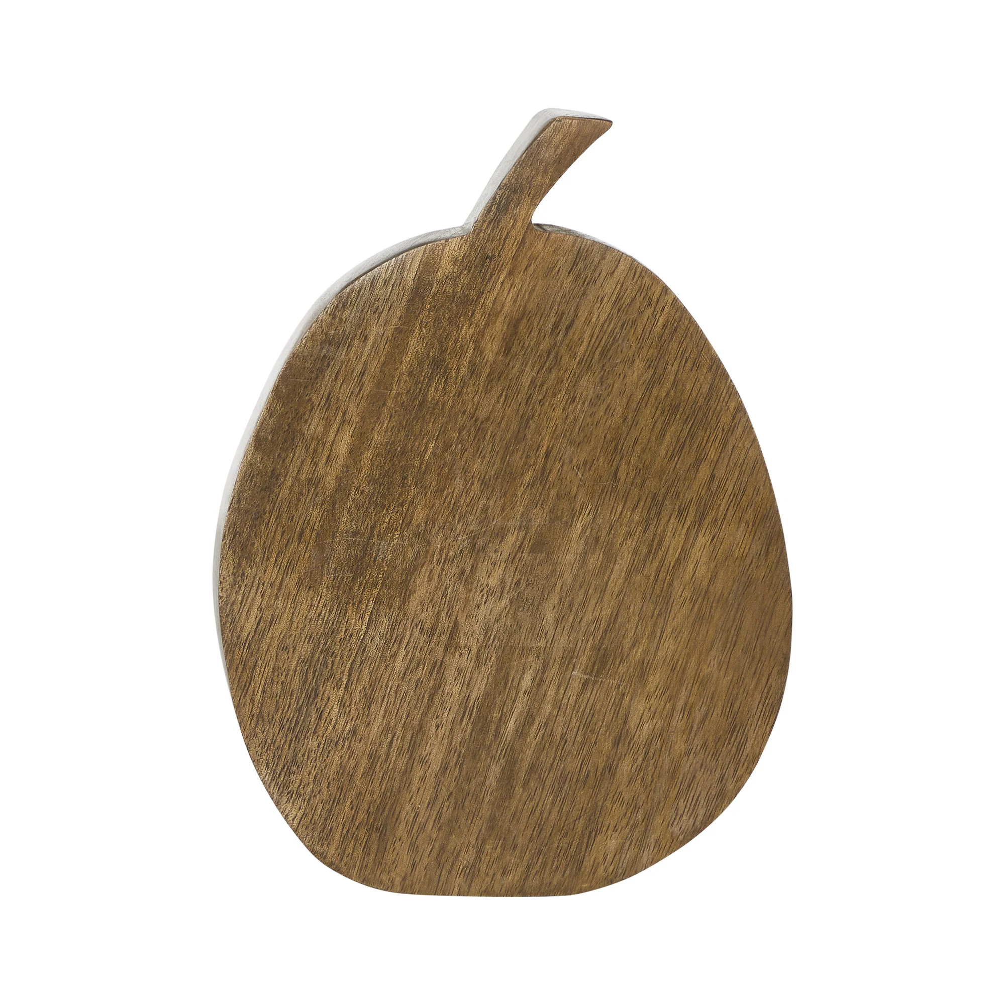 Carved Wooden Walnut Brown Pumpkin 8" H - Image 4
