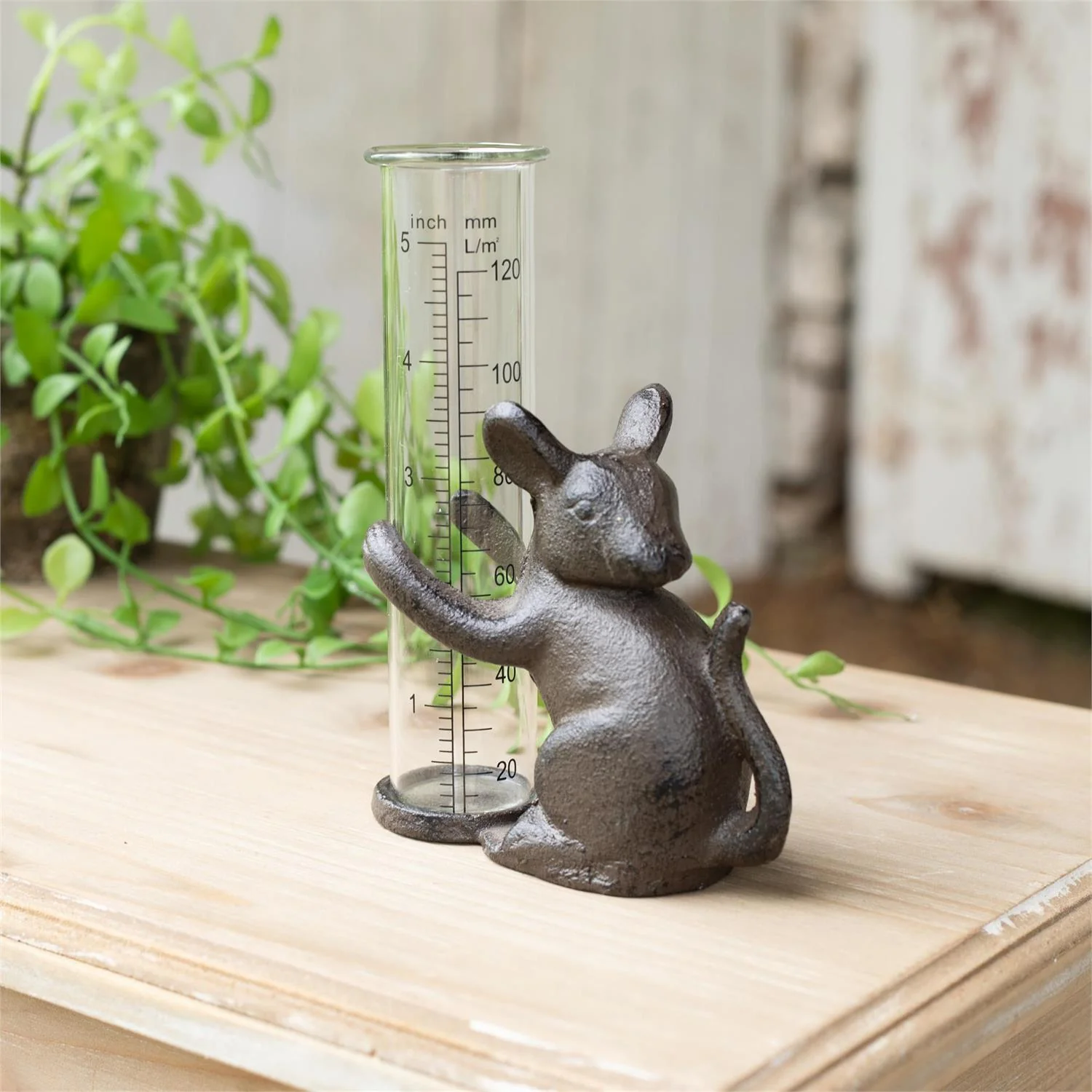 Cast Iron Mouse Rain Gauge