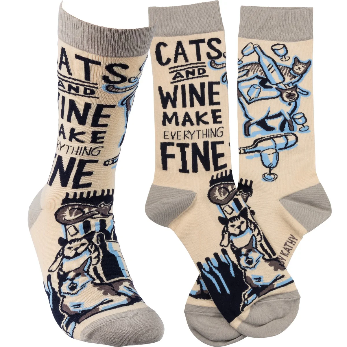 ๐ Cats And Wine Make Everything Fine Unisex Fun Socks