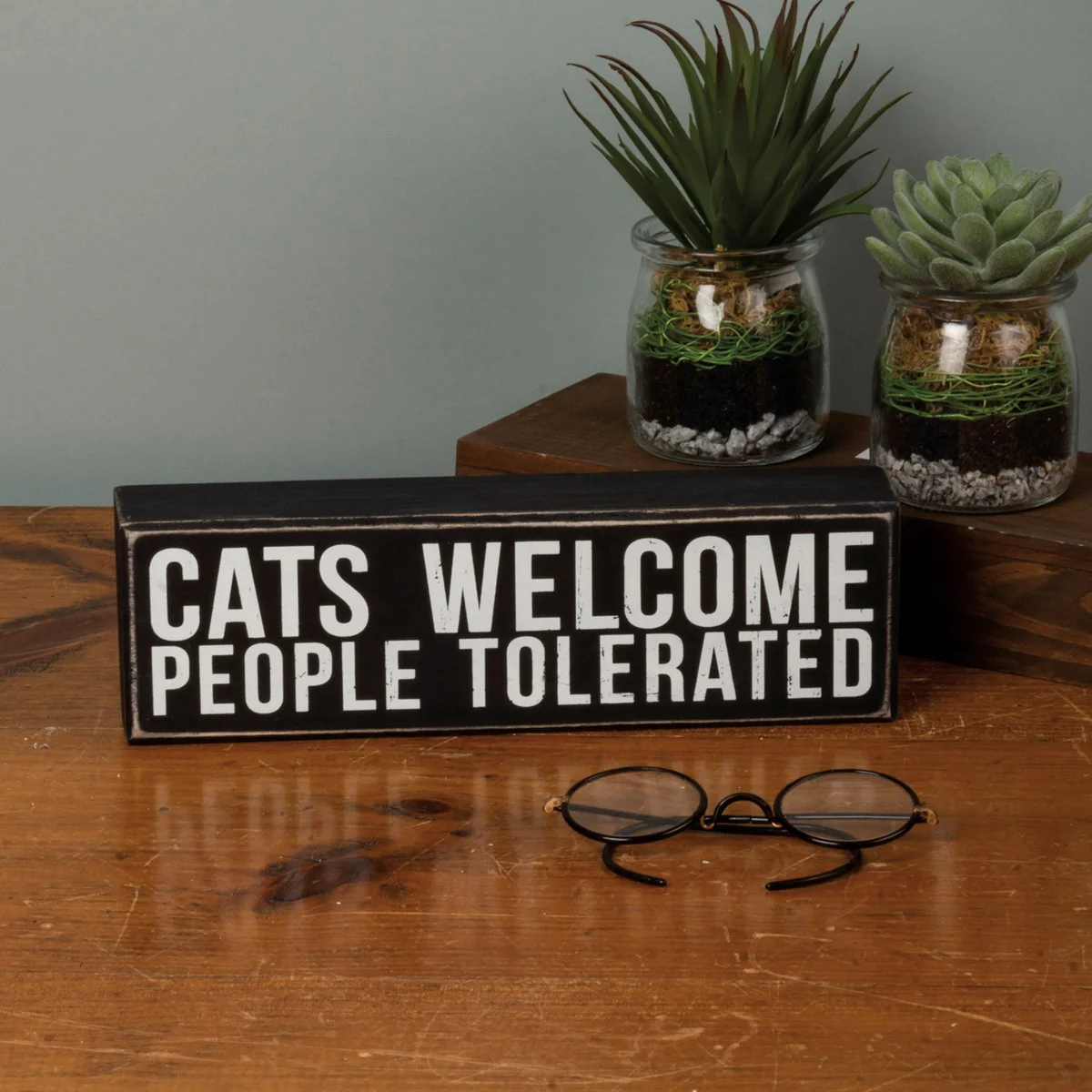 Cats Welcome People Tolerated Box Sign - Image 2