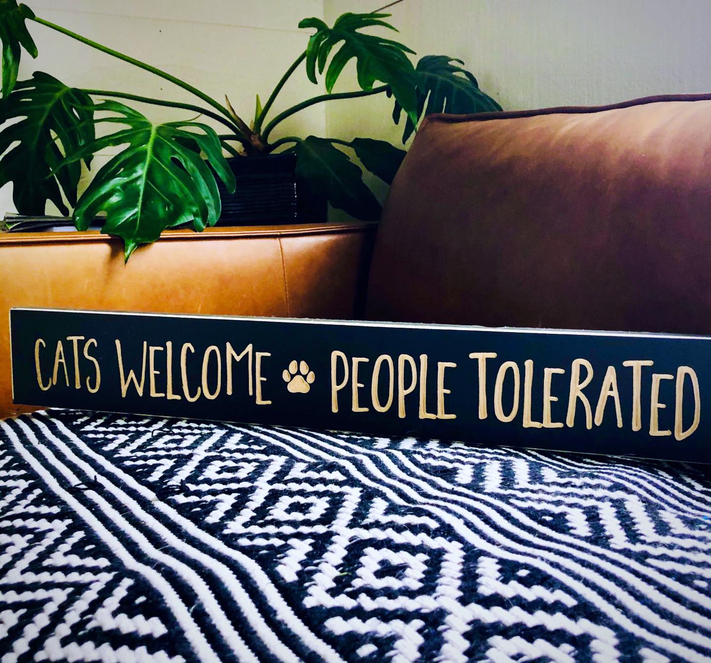 ๐ Cats Welcome, People Tolerated Engraved 24" Sign - Image 2