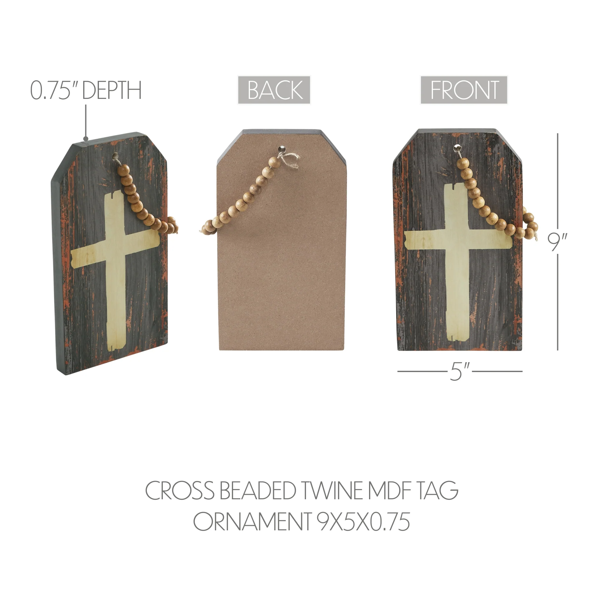 Celebrate Grace Cross with Beaded Twine Tag Ornament - Image 5