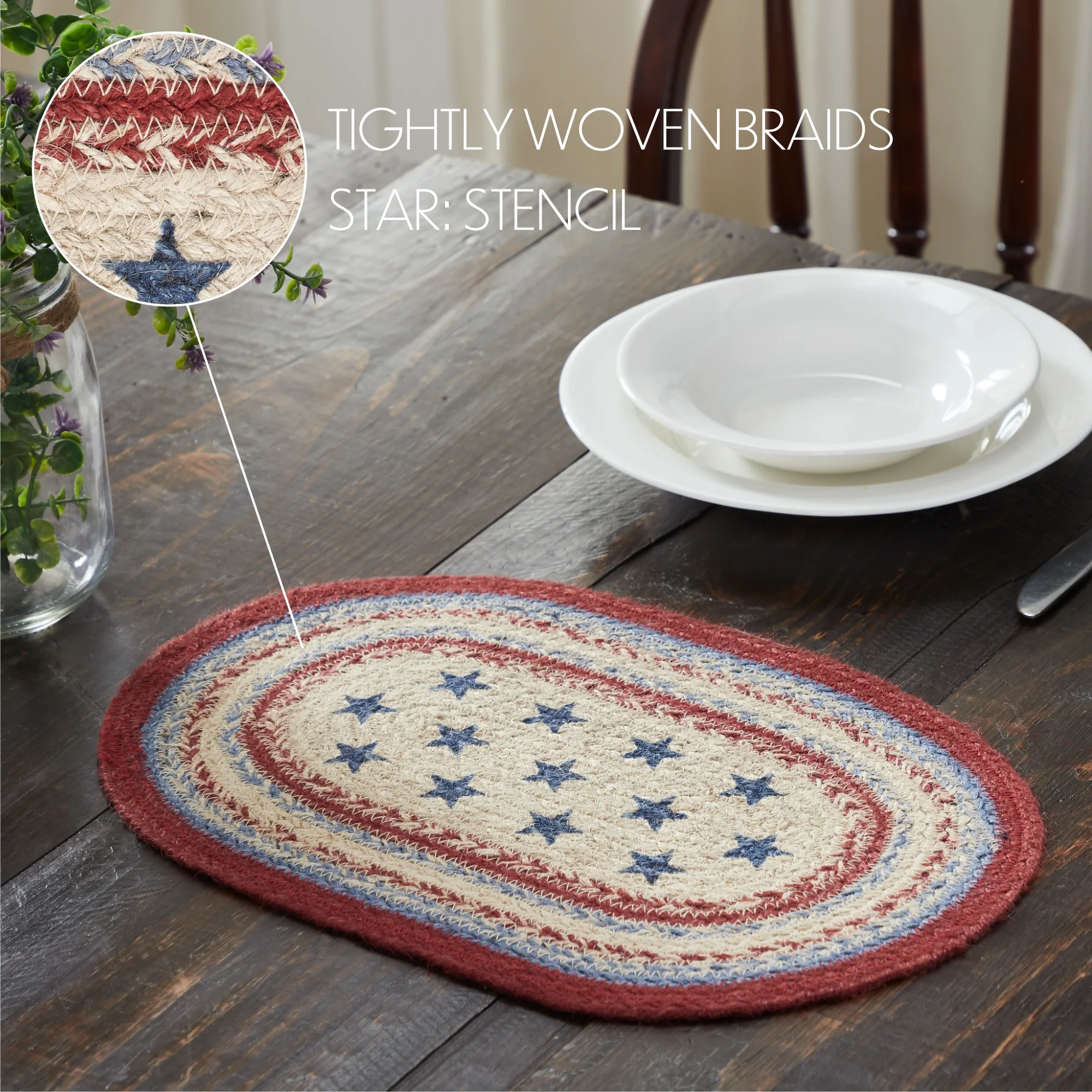 Celebration Americana Jute Oval Placemat 10" x 15" - Image 3