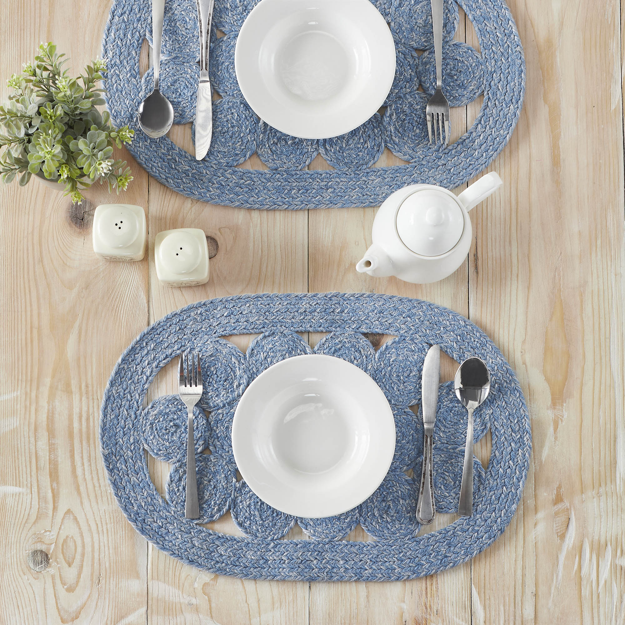 Celeste Blended Blue Indoor/Outdoor 19" Placemat - Image 2