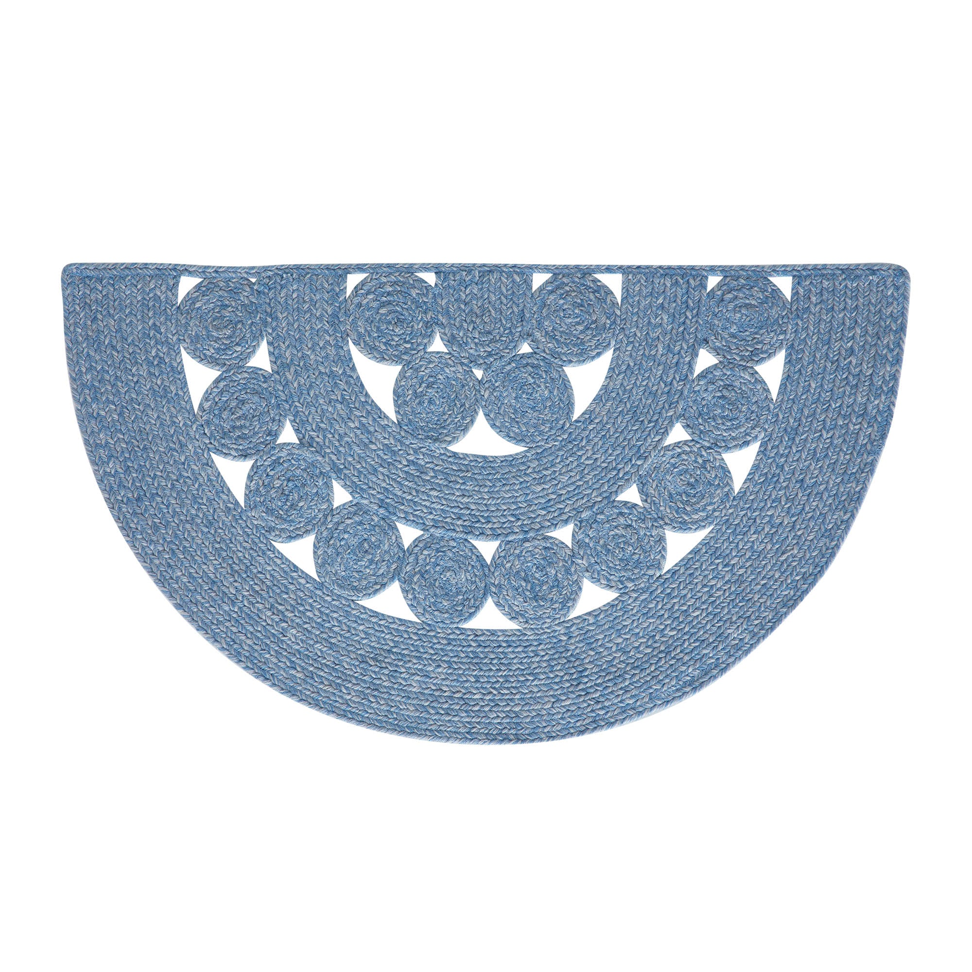 Celeste Blended Blue Indoor/Outdoor 36" Half Circle Rug - Image 2