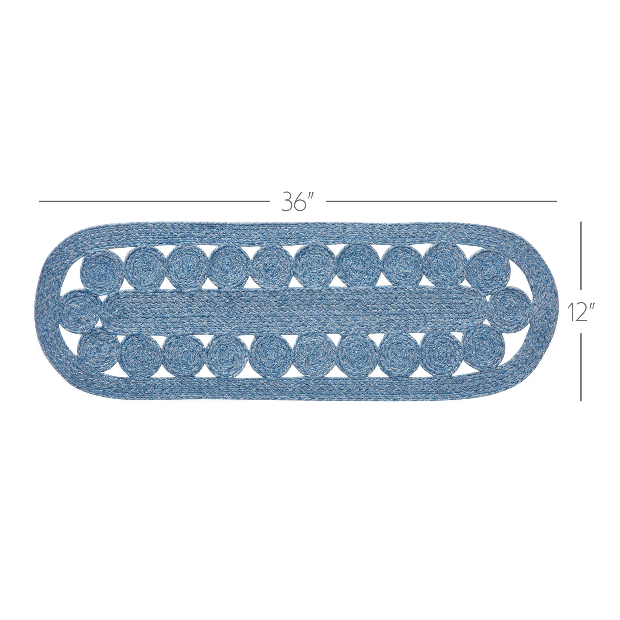 Celeste Blended Blue Indoor/Outdoor 36" Table Runner Oval - Image 2