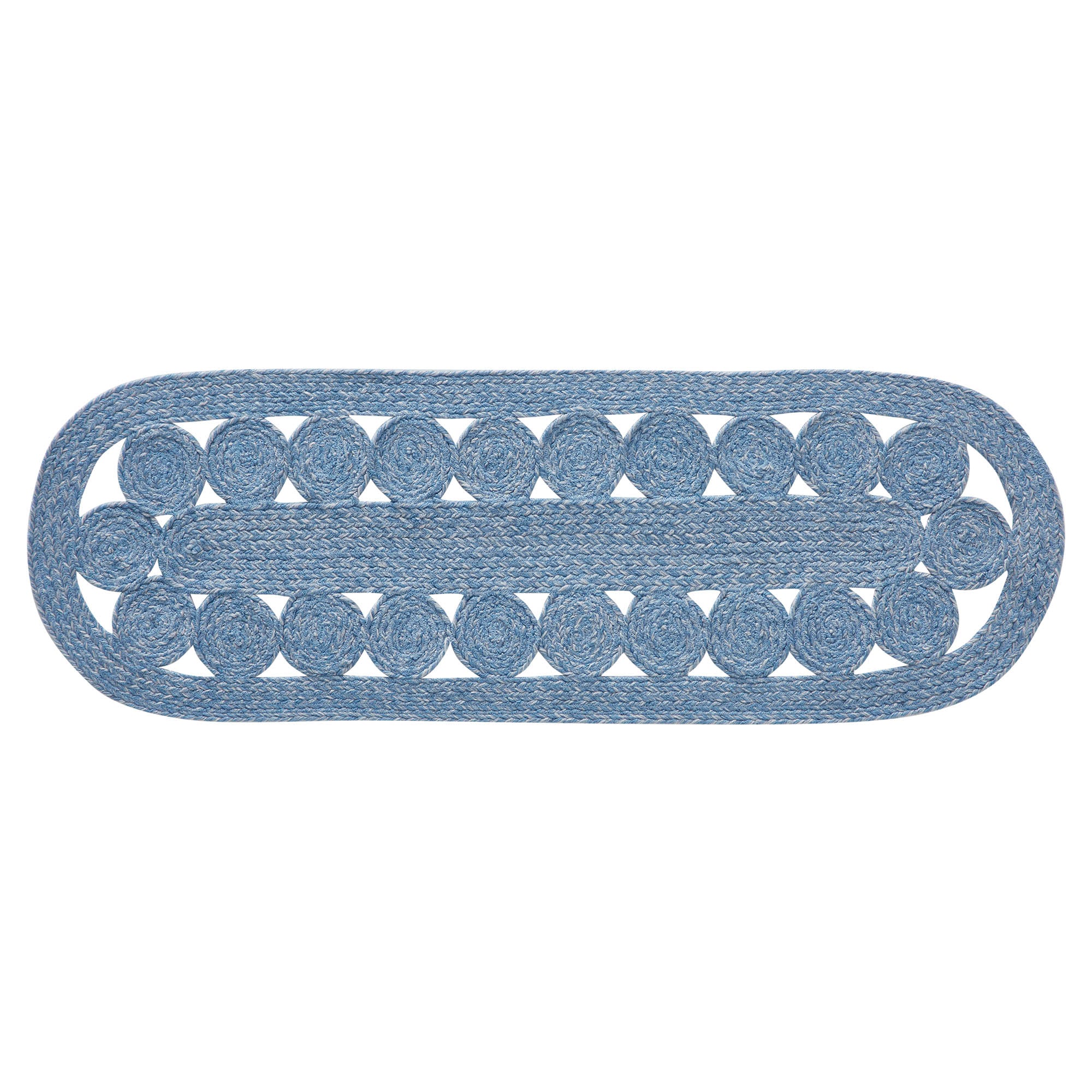 Celeste Blended Blue Indoor/Outdoor 36" Table Runner Oval - Image 3