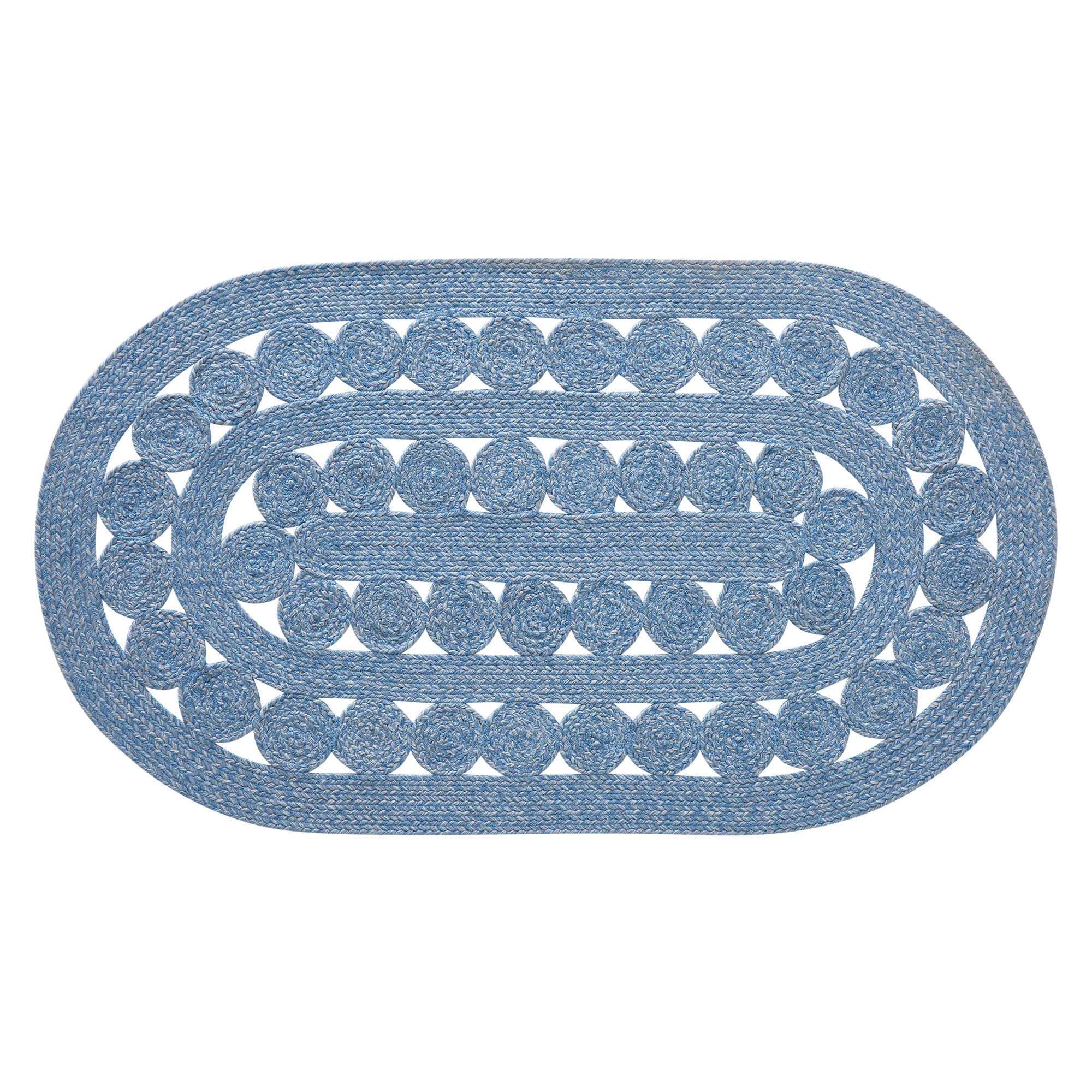 Celeste Blended Blue Indoor/Outdoor 48" Oval Rug - Image 3