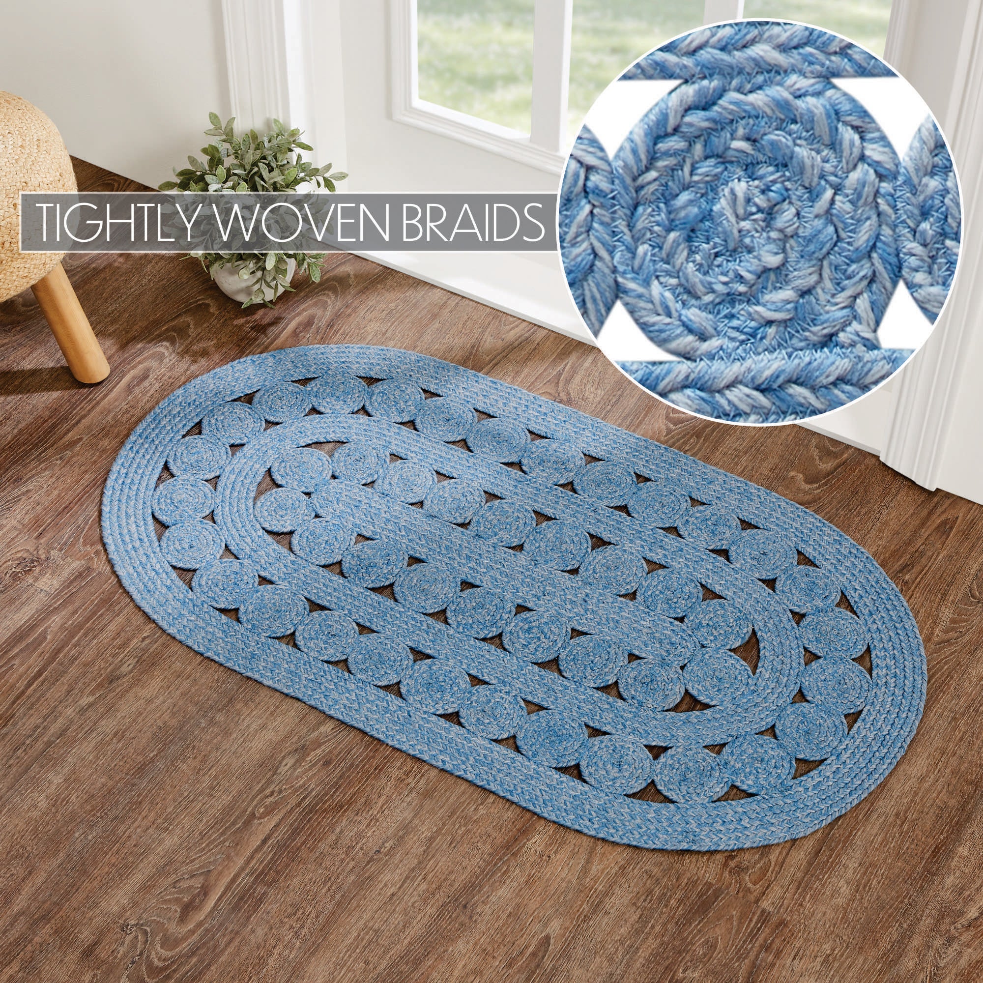 Celeste Blended Blue Indoor/Outdoor 48" Oval Rug - Image 5