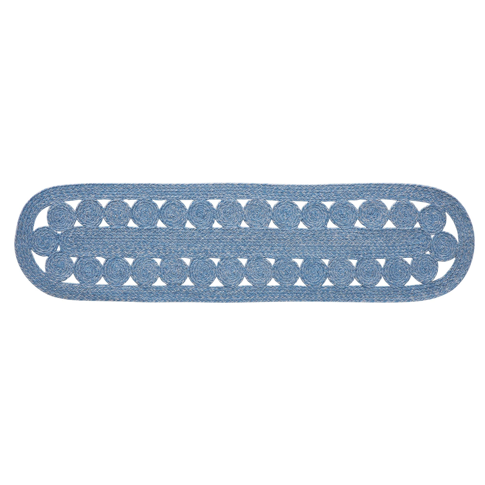 Celeste Blended Blue Indoor/Outdoor 48" Oval Table Runner - Image 2