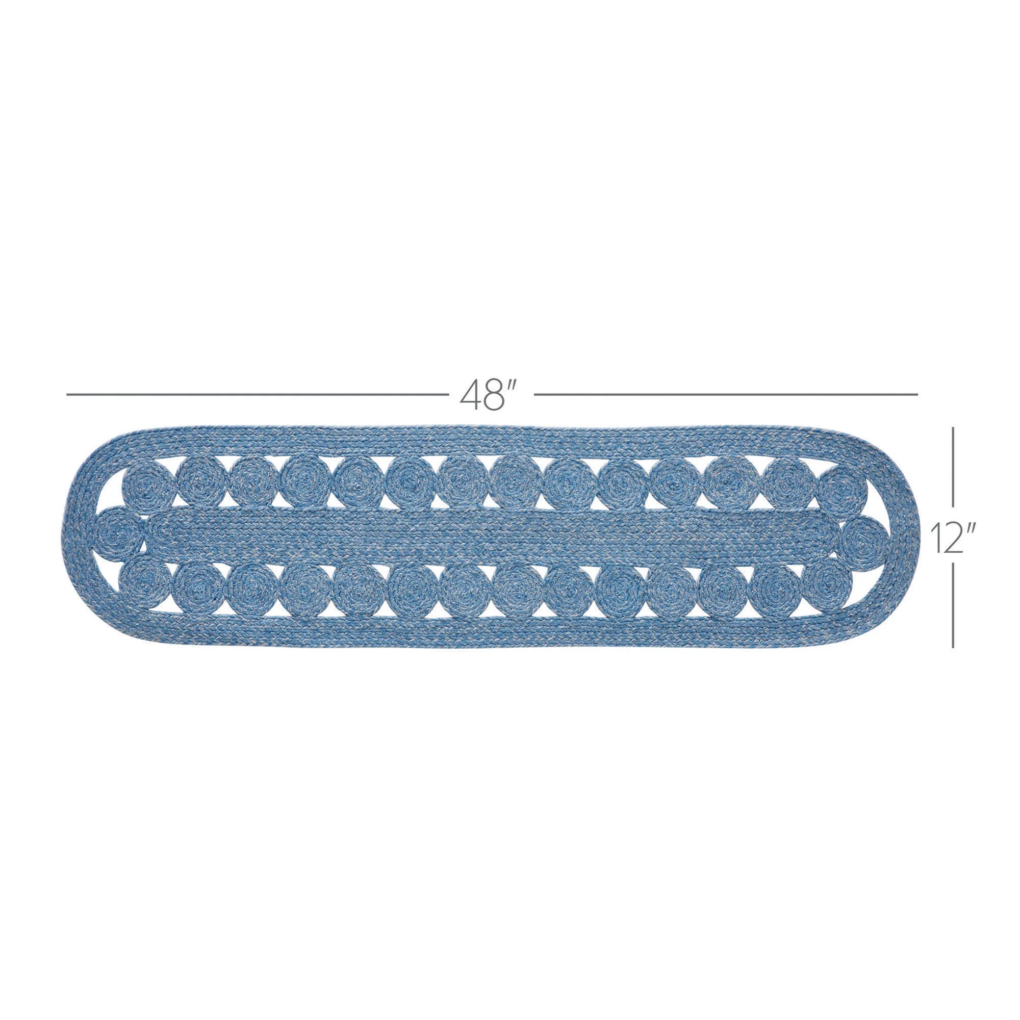 Celeste Blended Blue Indoor/Outdoor 48" Oval Table Runner - Image 3