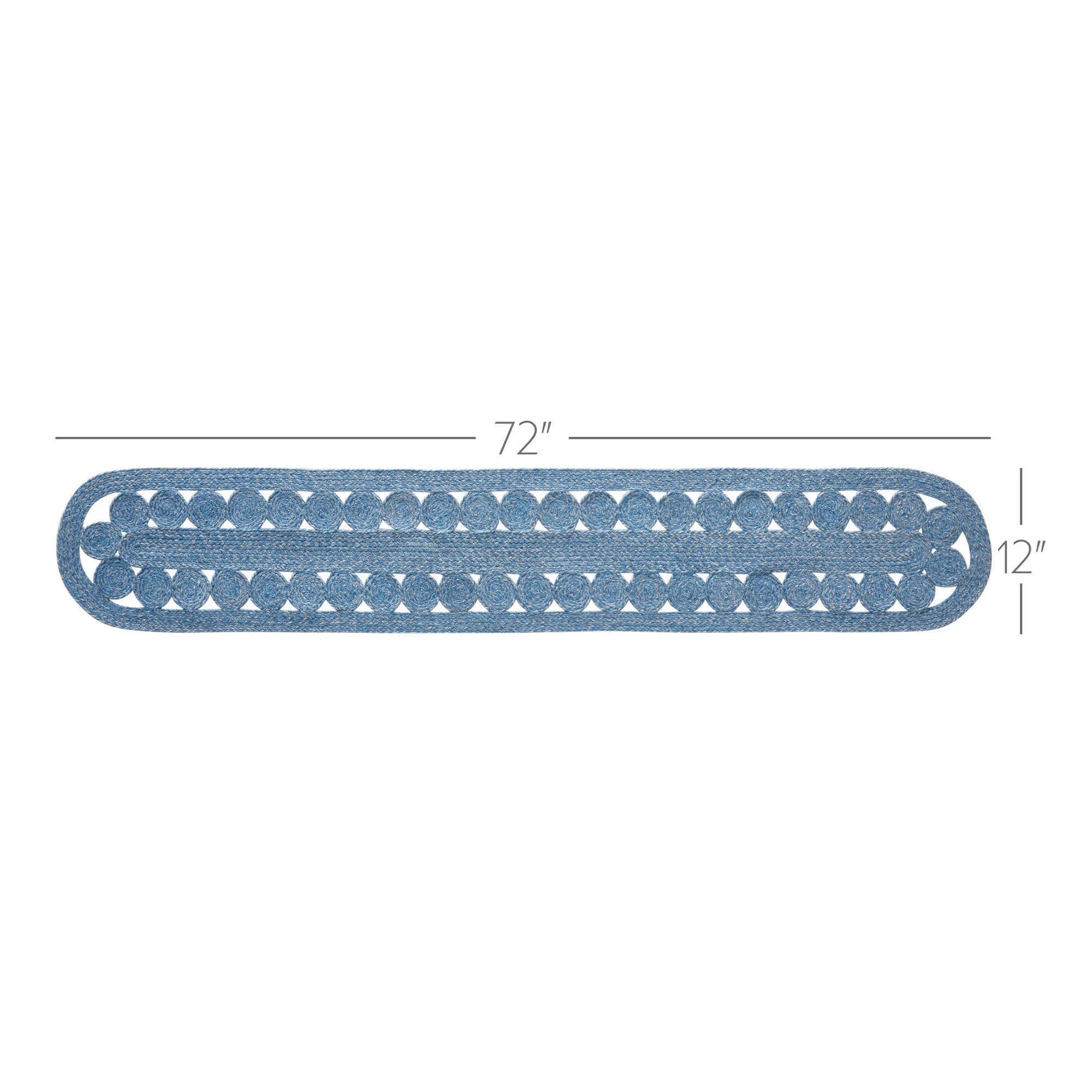 Celeste Blended Blue Indoor/Outdoor 72" Oval Table Runner - Image 2