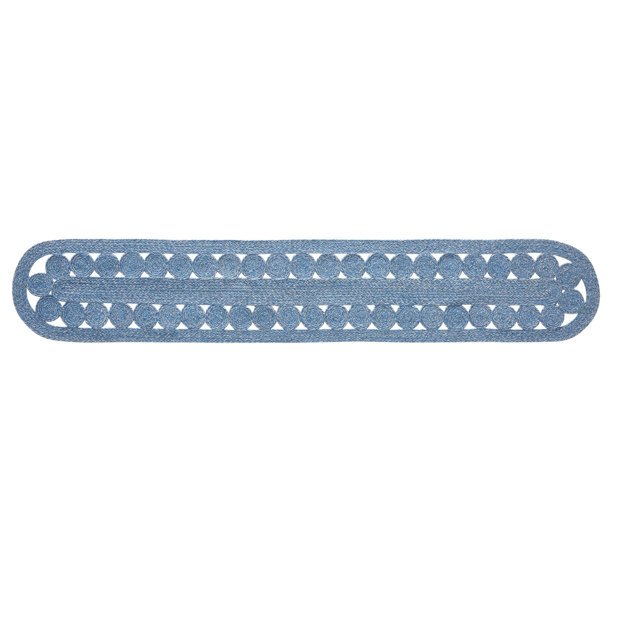 Celeste Blended Blue Indoor/Outdoor 72" Oval Table Runner - Image 3
