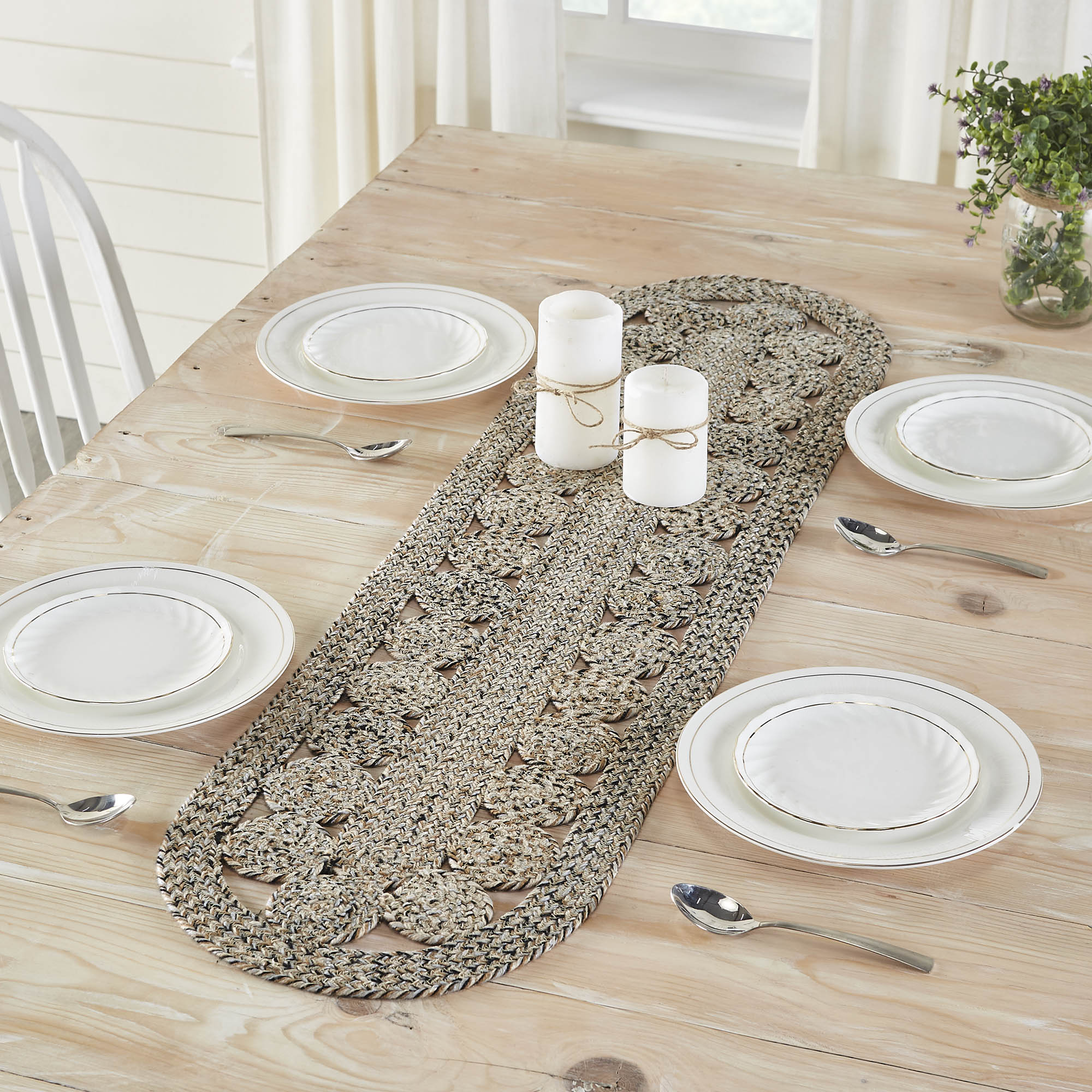 Celeste Blended Pebble Indoor/Outdoor 48" Oval Table Runner