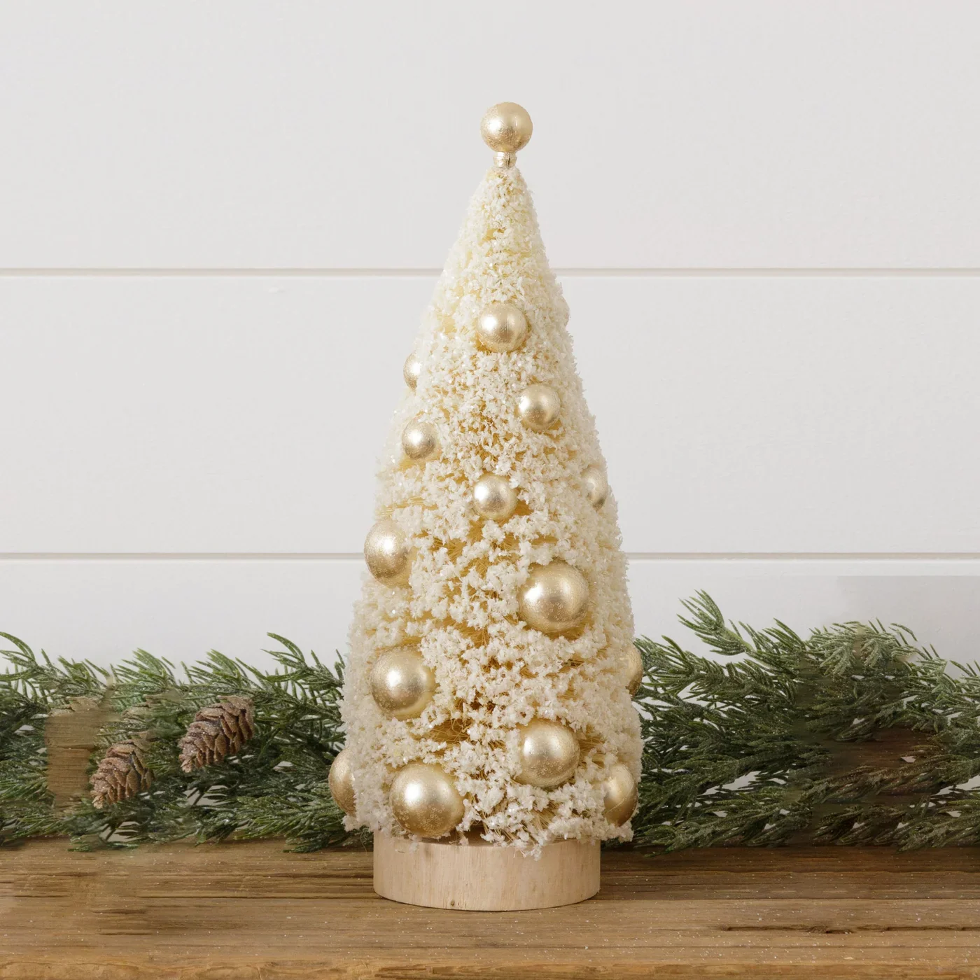 Champagne Bottle Brush 12" Tree With Gold Balls