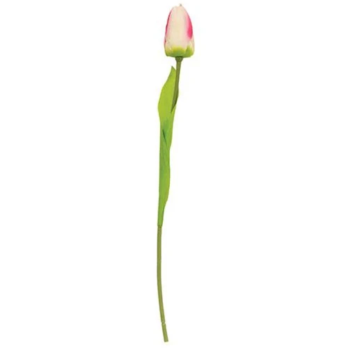 π Champagne Yellow Pink Tulip 15.5" Faux Floral Stem