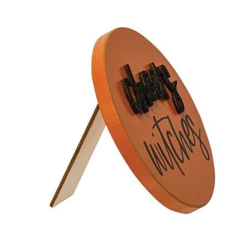 π Cheers Witches 4" Circle Easel Sign - Image 3