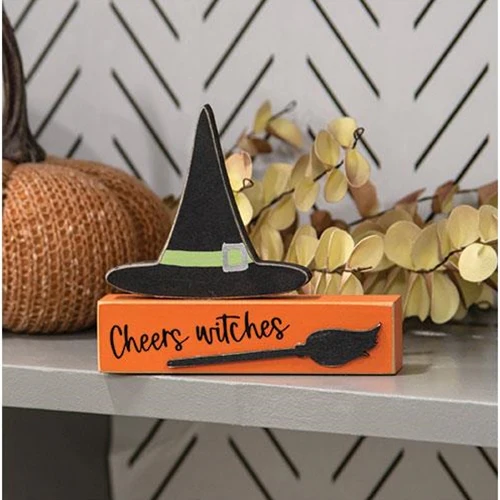 Cheers Witches Block with Witch Hat 4.5" H - Image 2