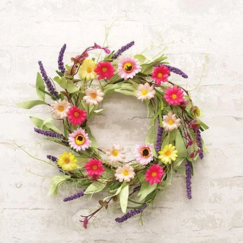 Cheery Mix Daisy 16" Faux Floral Ring - Image 2