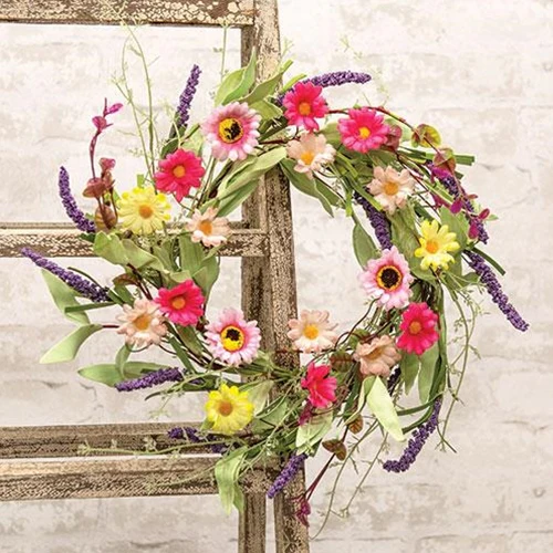 Cheery Mix Daisy 16" Faux Floral Ring - Image 3
