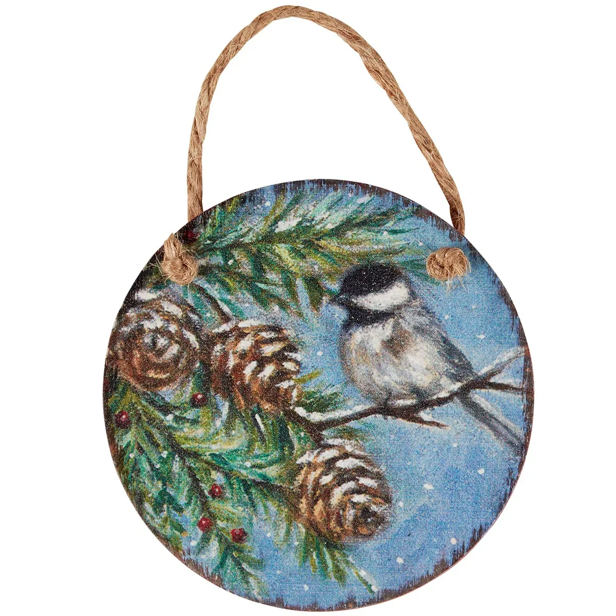 💙 Chickadee on a Branch Round Ornament
