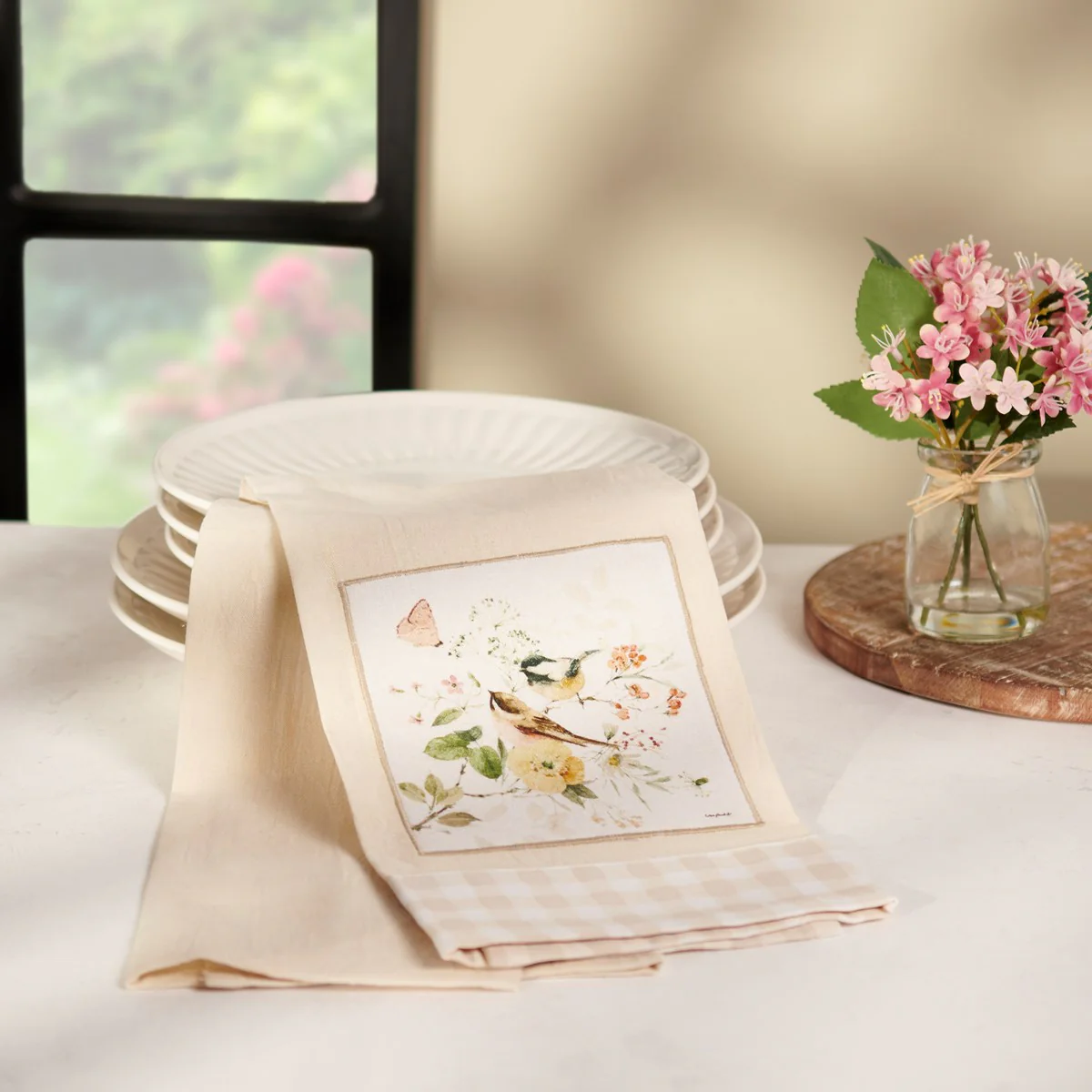 ๐ Chickadees and Blooms Kitchen Towel - Image 3