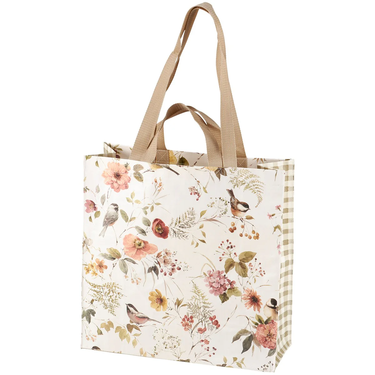 💙 Chickadees and Florals Market Tote Bag - Image 3