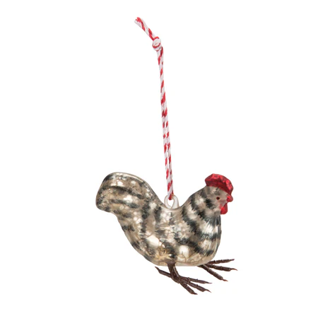 ๐ Chicken Hen Glass Ornament