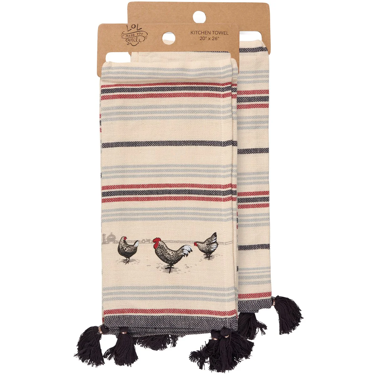 ๐ Chickens on the Farm Striped Kitchen Towel - Image 3