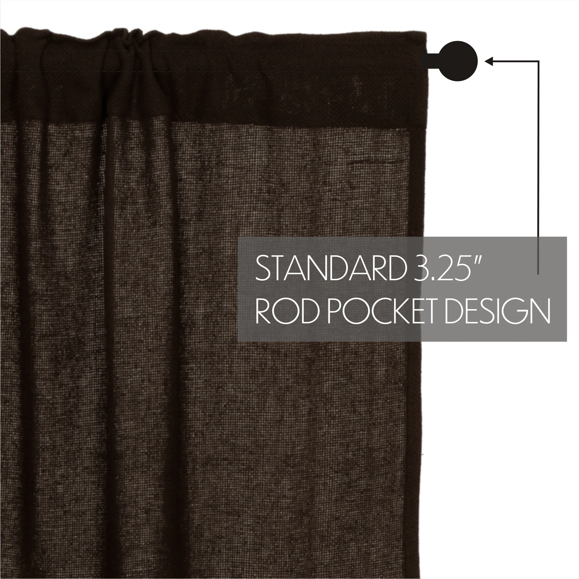 Chocolate Brown Burlap Valance 16" x 72" - Image 6