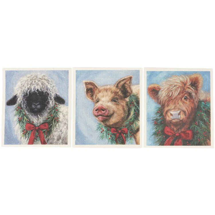 💙 Christmas Animal Swedish Dishcloth Set of 3 - Image 4