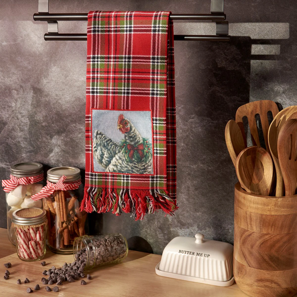 ๐ Christmas Chicken Plaid Kitchen Towel - Image 3