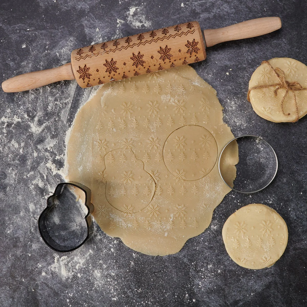 Christmas Debossed Small Rolling Pin - Image 2