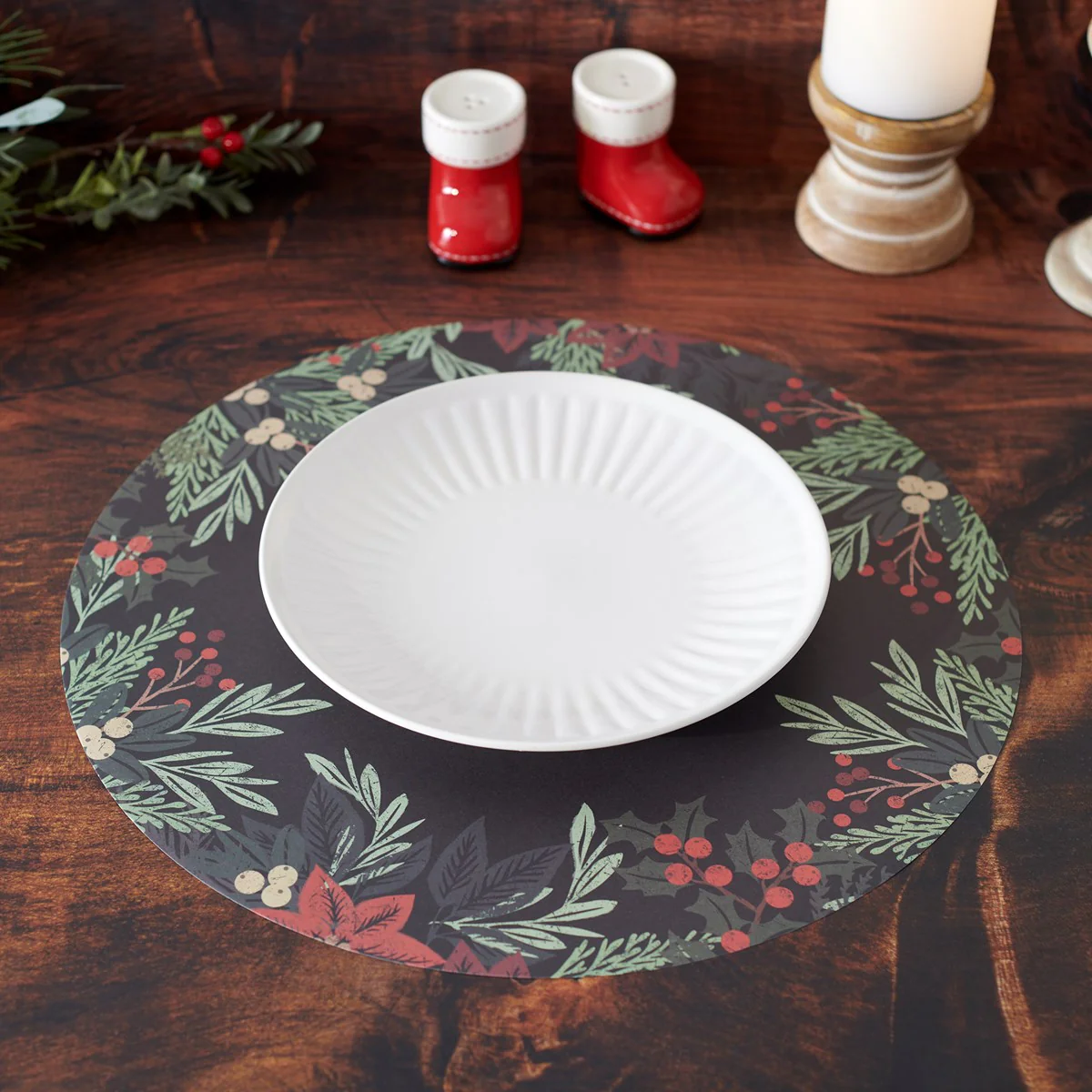 Christmas Greens Paper Placemat 16" diameter - Image 2