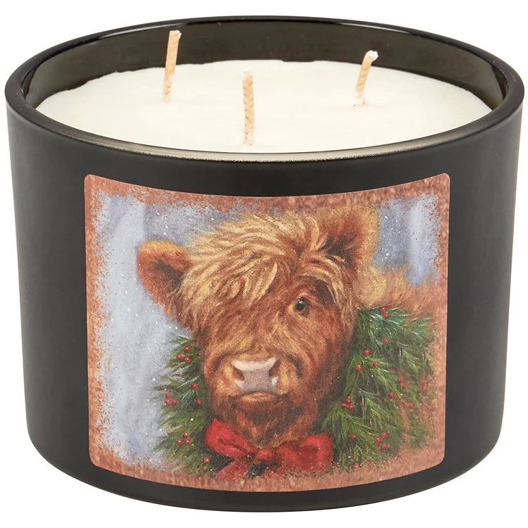Christmas Highland Cow 14 oz Cinnamon Jar Candle - Image 4